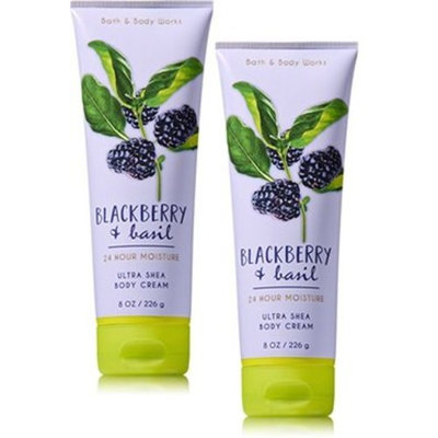 Bath and Body Works 2 Pack Blackberry & Basil Ultra Shea Body Cream. 8 Oz