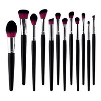 Baoblaze Makeup Brushes 12 Pieces Set Synthetic Foundation Blending Blush Powder Concealers Eyeliner Face Brushes Kit Cream Cosmetics Brushes Black Wood Handle