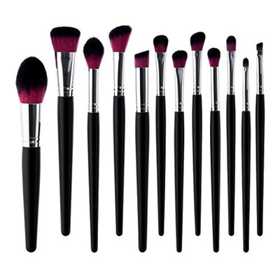 Baoblaze Makeup Brushes 12 Pieces Set Synthetic Foundation Blending Blush Powder Concealers Eyeliner Face Brushes Kit Cream Cosmetics Brushes Black Wood Handle