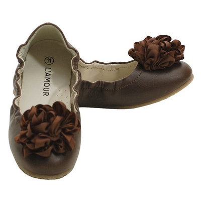 L'Amour Brown Slip On Ballet Dress Shoes Toddler 5-Little Girls 4
