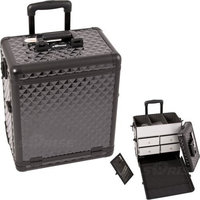 19 inch Zebra Interchangeable E Series 4 Drawers Aluminum Professional Cosmetics Storage Train Case Makeup Organizer Tote Wheeled Rolling Luggage