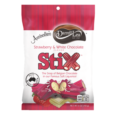 Darrell Lea 964334 Liquorice Stix Strawberry White Chocolate 8 Count
