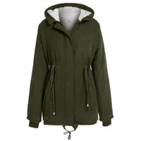Winter warm Women Casual Long Sleeve Front Zipper Fleece Hooded Coat Elst