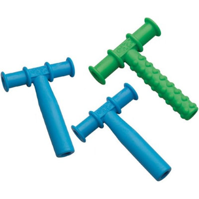 Chewy Tubes Sensory Teether - Green/Blue/Blue - 3 Pack