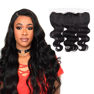 MarchQueen Lace Frontal 13x4 Free Part 4X4 Closure Body Wave Brazilian Virgin Hair Baby Hair Closures Human Hairpieces Natural Black color 1B 12