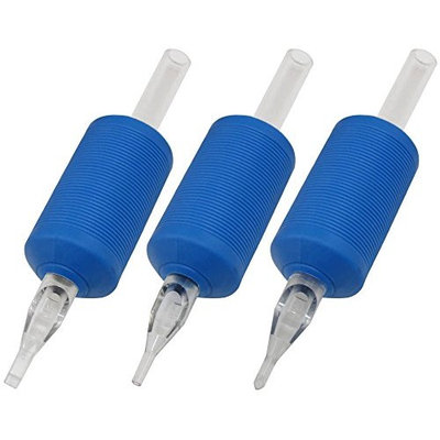 ITATOO® 25pcs 25mm 1 Inch 3 RL Silicone Soft Blue Disposable Tattoo Tubes with Clear Long Tips 3 Round For Tattoo Needles 1RL 3RL 3RS