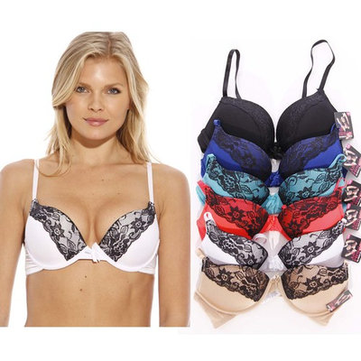 Just Intimates Bras for Women - Petite to Plus Size/ Full Figure (Pack of 6) (Double Push Up - Eye Lash Lace, 38D)