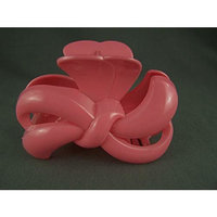 Pink ribbon bow cutout plastic 3.25 long barrette hair clip claw jaw clamp