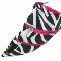 Zebra Print Adjustable Nylon Shoulder Bag Hot Pink Trim