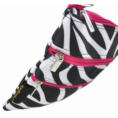 Zebra Print Adjustable Nylon Shoulder Bag Hot Pink Trim