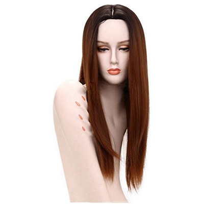 Women Fashion Lady Long Straight Neat Middle Part Hair Cosplay Party Wig