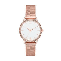Women's Crystal Mesh Strap Watch - A New Day Rose G