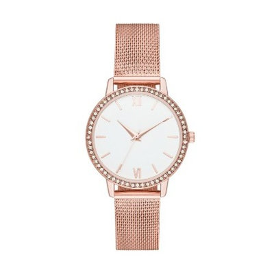 Women's Crystal Mesh Strap Watch - A New Day Rose G