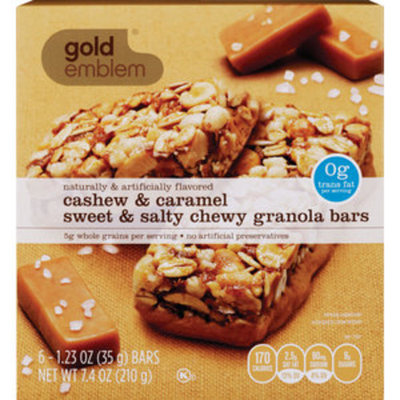 Gold Emblem Cashew and Carmel Sweet and Salty Chewy Granola Bars, 6CT