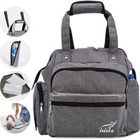 Baby Diaper Bag Backpack for Women Men - Grey Diaper Bag Set for Toddler Girls Boys - Small Diaper Bag Organizer for Kids Newborn or Infant - Travel Nappy Bag for Dad and Mom - Best Polyester Cloth