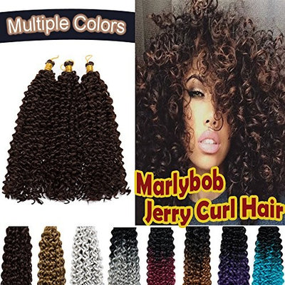 Marlybob Synthetic Crochet Braiding Hair Marlibob Water Wave Twist Crochet Hair Braids Afro Dreadlocks Kinky Curl Hair Bundles for Black Women 3 Packs/lot 270g Black to Medium Brown