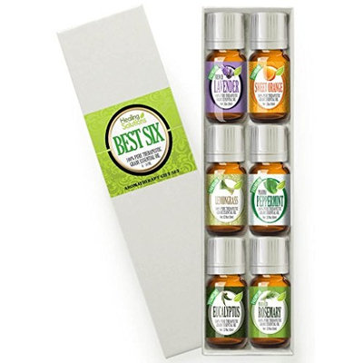 Best 6 Essential Oil Set 100% Pure, Best Therapeutic Grade Aromatherapy Gift Collection - 6/10 mL (Eucalyptus, French Lavender, Lemongrass, Peppermint Pharma Grade, Rosemary, Sweet Orange