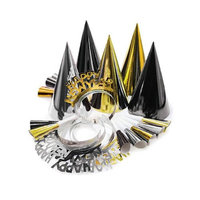 Hoffmaster Group 325026 Decor Party For 10 Wearable Kit Black Gold Silver Pack of 6