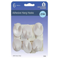 HANG HOOK,MEDIUM,ADHESIVE,6PC
