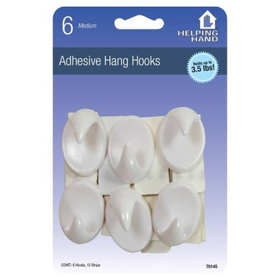 HANG HOOK,MEDIUM,ADHESIVE,6PC