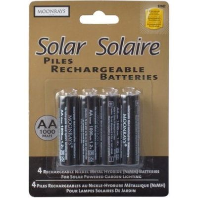 Moonrays 97142 Rechargeable NiMh AA Batteries for Solar Powered Units, 1000-mAh, 4-Pack