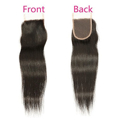 AOSOME Free Part Lace Closure with Baby Hair Brazilian Straight Human Hair Lace Closure4x4 Inch Natural Black Color 12 Inch