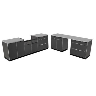 Newage Products Aluminum Slate 9-Piece 184x36x24 in. Outdoor Kitchen Cabinet Set with Covers