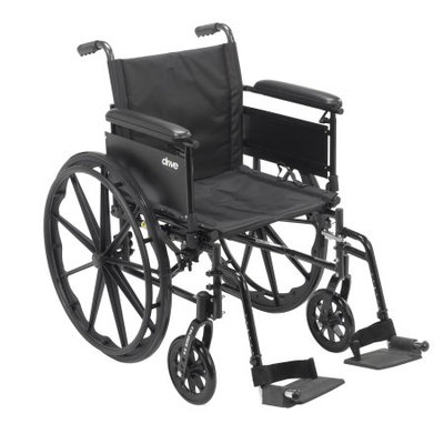 Drive Medical Cruiser X4 Lightweight Dual Axle Wheelchair with Adjustable Detachable Arms, Full Arms, Swing Away Footrests, 20