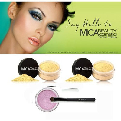 2x Mica Beauty Mineral Loose Foundation Color: Mf8 Down Town Brown + Oval Eye Shadow Brush + Eye Shimmer #25 Orchid 1.75 Grams + A-viva Nail Kit