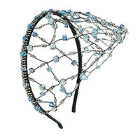 LUCKYOON Elegant Crystal Bead Leaf Net Hair Hoop Comb Headbands Women Girls Accessory Jewelry