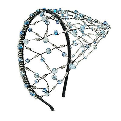 LUCKYOON Elegant Crystal Bead Leaf Net Hair Hoop Comb Headbands Women Girls Accessory Jewelry
