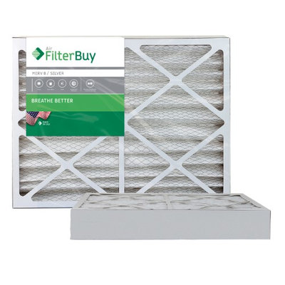 AFB Silver MERV 8 25x25x4 Pleated AC Furnace Air Filter. Filters. 100% produced in the USA. (Pack of 2)