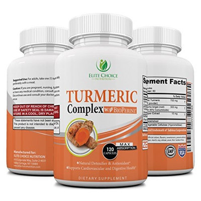 Turmeric Curcumin Complex with Bioperine – Up to 2000% better Absorption - Joint Relief, Anti-Aging Antioxidant, Anti-Inflammatory, Cardiovascular Support - 95% Standardized Curcuminoids - Non GMO