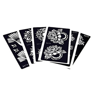 6 Sheets Flower Tattoo Henna Stencil Beauty Women Makeup Body Art Waterproof Holiday Gift