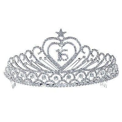 Sweet 15 & 16 Sparkling Crystal Heart Star Quinceanera 3.5