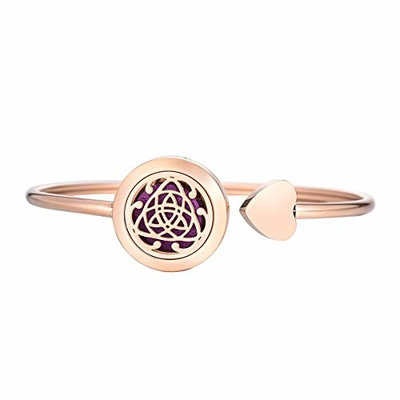 Aromatherapy Essential Oil Diffuser Locket Bracelet Stainless Steel Charms Cuff Bangle With 12 Color Pads