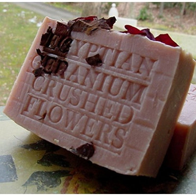 Egyptian Geranium with French Rose Clay- Cocoa Butter and Crushed Flowers Soap
