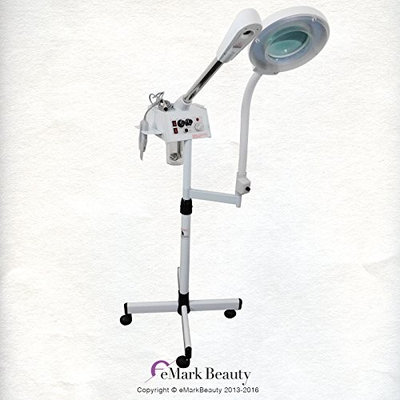 eMark Beauty Skin Scrubber Steamer Ozone Aromatherapy & Herbal Skin Care Salon Spa Quality Equipment with Flexible Arm Magnifying Lamp TLC-9007