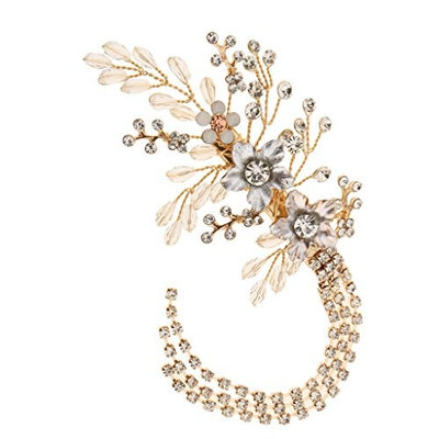 Homyl Fashion Wedding Bridal Bridesmaid Barrette Beads Flowers Tassel Rhinestone Golden Hair Clip Women Hair Accessory