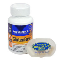 Bundle: 1 Bottle of Gluten Ease by Enzymedica - 30 Capsules and 1 VDC Pill Box