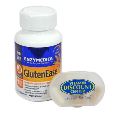 Bundle: 1 Bottle of Gluten Ease by Enzymedica - 30 Capsules and 1 VDC Pill Box