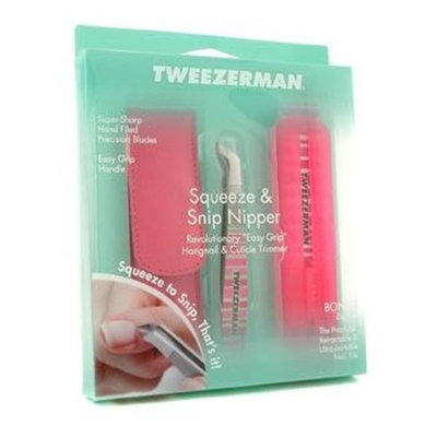 Tweezerman Other 2Pcs+1Case Squeeze & Snip Nipper With Zip File - Pink Stripes For Women
