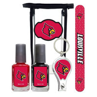 Louisville Cardinals Manicure Pedicure Set with 7-Inch Nail File, Nail Clippers, 2 Nail Polishes in Team Colors, and Toiletry Bag for the Whole Kit. NCAA Gifts and Gear for Women