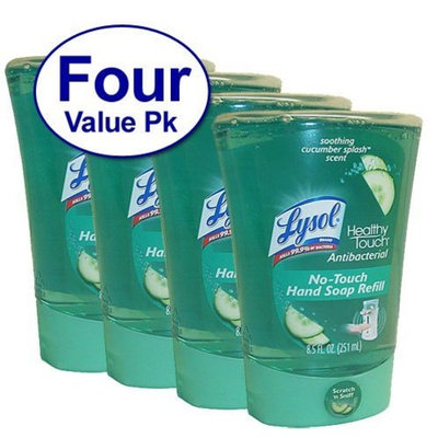 Lysol No-Touch Hand Soap Refill, Hydrating Cucumber & Watermelon, 8.5 Ounce (Pack of 4)