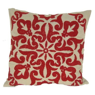 Red Damascus Cotton Linen - 20 x 20 in. Pillow