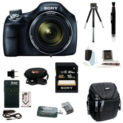 Sony Cyber-shot DSC-H400/B DSCH400 H400 Digital Camera + Sony 16GB SDHC/SDXC Memory Card + Small Gadget Camera Bag + Accessory Kit