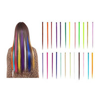 Le Fu Li 24PCS Colored Hairpieces 22Inch (55CM) Straight Clip in Hair Extensions Fashion Hairpieces Party Highlight Multiple Colors (24pcs Full Color Set)
