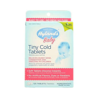Hyland's Baby Tiny Cold Tablets, Natural Relief of Runny Nose, Congestion, and Occasional Sleeplessness Due to Colds, 125 Quick-Dissolving Tablets