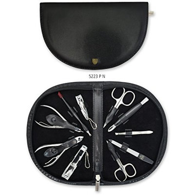 3 Swords Germany - brand quality 10 piece manicure pedicure grooming kit set for professional finger & toe nail care scissors clipper fashion leather case in gift box, Made by 3 Swords (22320)