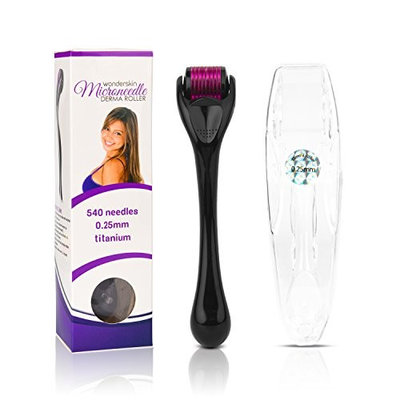 Wonderskin Derma Roller Cosmetic Needling tool For Face | Give skin a Smoother and luminous look | 540 Titanium Microneedle, 0.25mm | Includes Free Storage Case